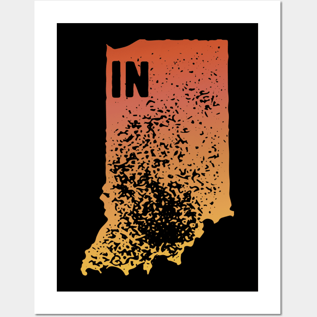 US state pride: Stamp map of Indiana (IN letters cut out) Wall Art by AtlasMirabilis